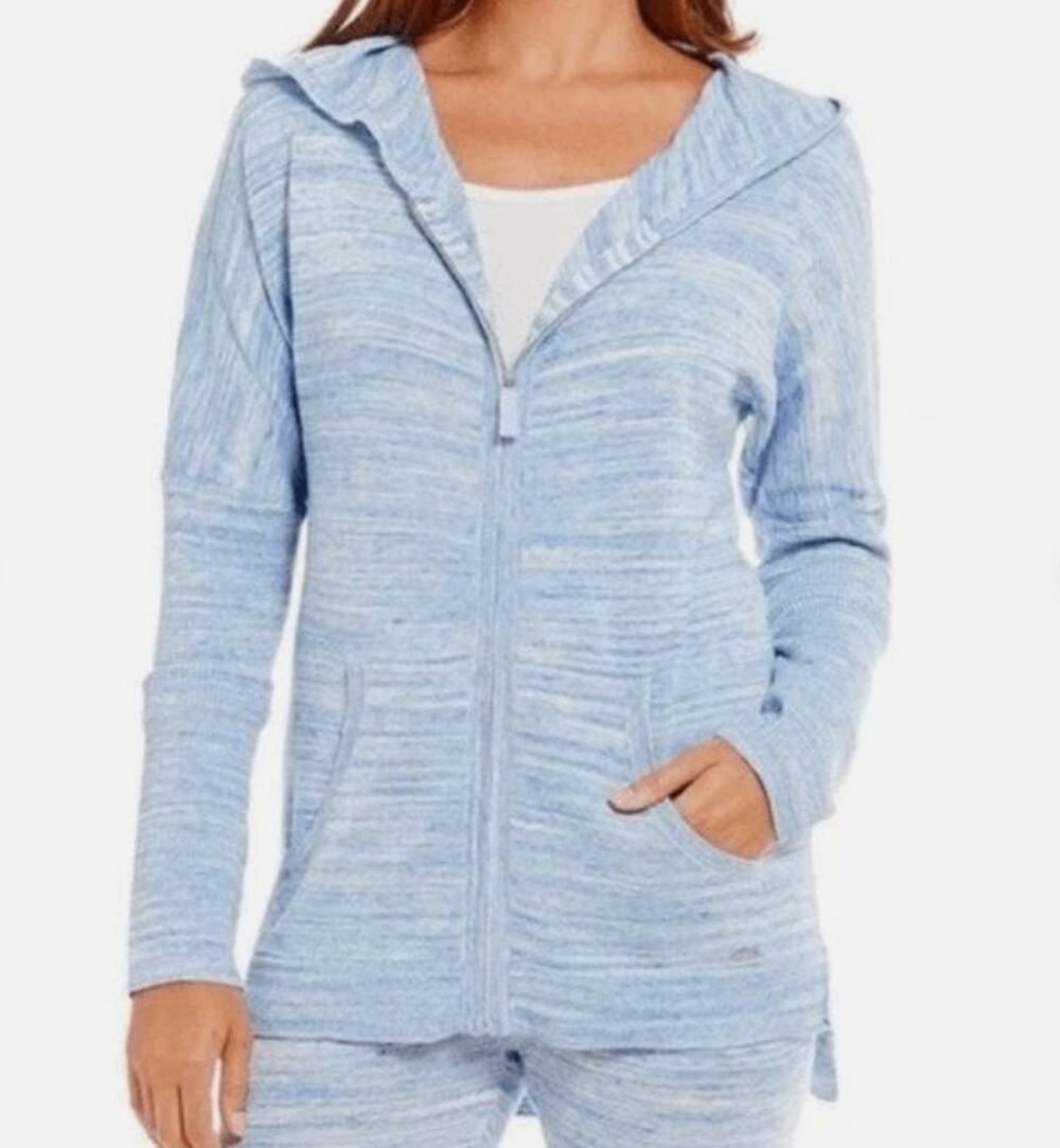 UGG Willa Knit Full Zip Hoodie Cardigan Sweater Space Dye Blue Womens Medium M